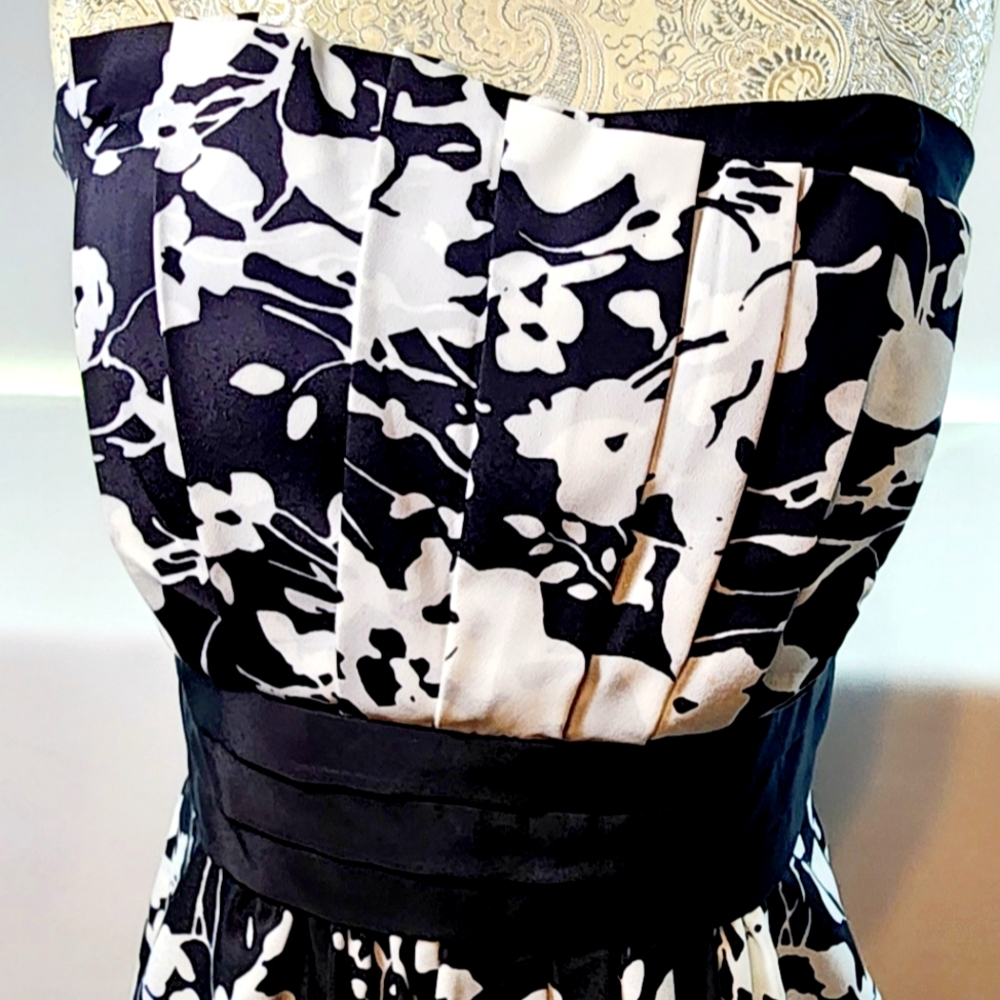 Maxandcleo black & white floral dress strap or strapless